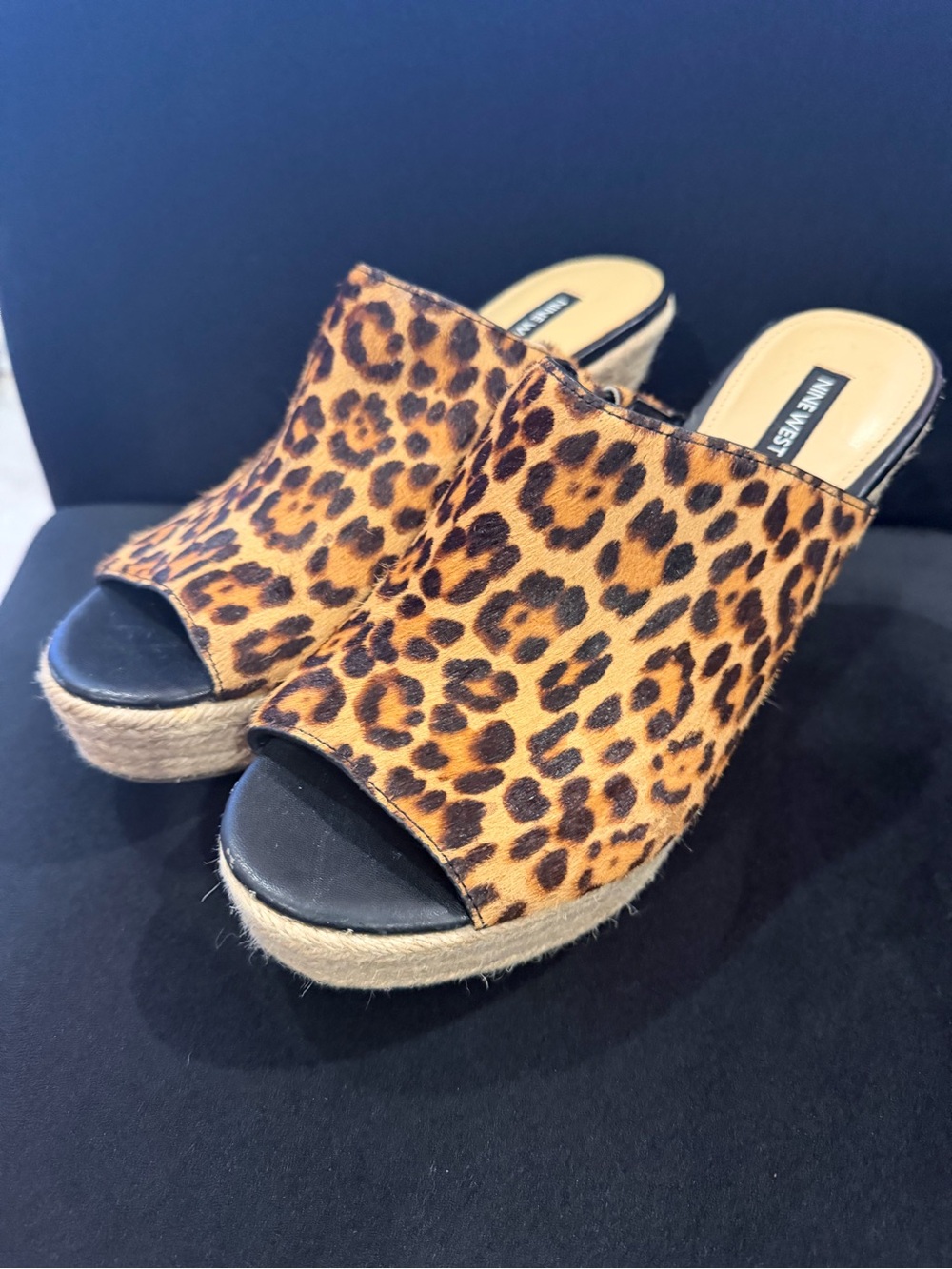Nine West Leopard-Print Open-Toe Espadrille Mule - Brown/Black